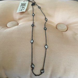 Glass Spark Ball Black Station Necklace